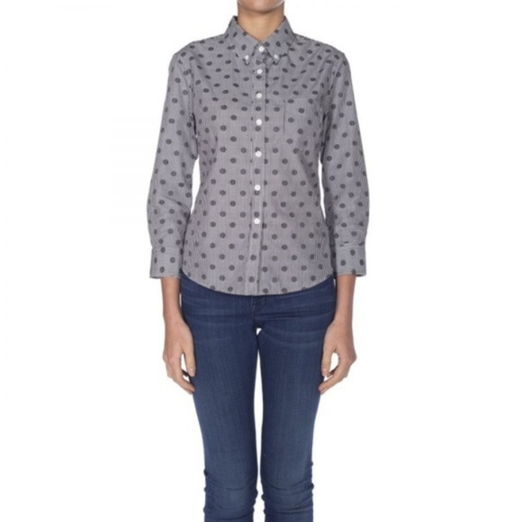 Band Of Outsiders Tops - Band of Outsiders 1 Striped Dobby Dot Cropped NEW!